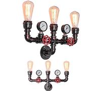 Applique murale conduite d'eau en métal à 3 têtes Applique murale en métal antique industrielle vintage avec style steampunk rétro pour bar cuisine salon et chambre à coucher lampe base E27