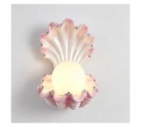 Applique murale coquillage côtier Pearl Globe G9 doré luminaire moderne | Abat-jour résine inspiré des perles finition dorée, socle G9 pour chambre, vanité, salle de bains et couloir(Pink)