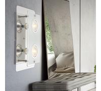 Applique applique murale lampe de salon lampe de couloir lampe de chambre, 2 ampoules, plaque de verre opale chrome clair, LED 5W 400Lm blanc chaud, DxH 7,4x16cm