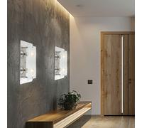 Applique applique murale lampe de salon lampe de couloir lampe de chambre, 2 ampoules, plaque de verre chrome clair opale, LED 5W 400Lm blanc chaud, DxH 7,4x16cm, lot de 2