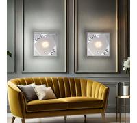 Applique LED applique murale avec cristaux lampe de couloir lampe d'escalier, verre satiné, 4W 320lm blanc chaud, LxPxH 12x12x9 cm, lot de 2