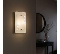 Applique applique murale salon verre 2 flammes cristaux, métal, 2x douille E14, H 28 cm