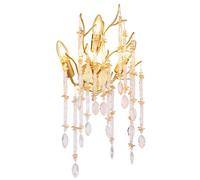 Applique murale couloir lumière cristaux dorés verre H 50 cm