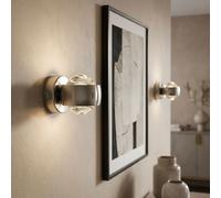 Applique Murale Couloir Luminaire de Salon LED Verre Bille Up Bas Argent 2er Set