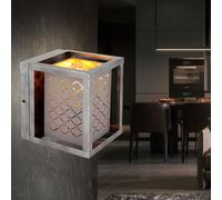 Lampe murale Spot décoratif carré perforé Textile Gris Antique H 20 cm