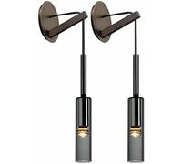 Applique murale créative en verre gris fumé pour bouteille de bière, lampe murale en verre de cristal, applique murale cylindrique à long tube en laiton, éclairage mural à hauteur réglable p