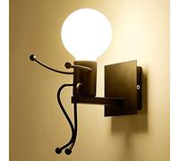 Applique Murale créative humanoïde, Lampe Murale d'intérieur Moderne, Applique Murale Art déco en Fer, Base E27 pour Chambre à Coucher, Chambre d'enfant, Couloir, Restaurant, escalier, Cuisine, ampou