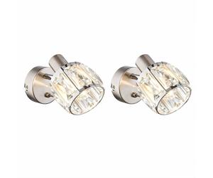 Applique murale Cristaux de verre Applique murale Salon chrome nickel mat, métal, spot mobile, 1x douille E14, H 12,5 cm, lot de 2