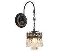 Applique murale Crystal, lampe suspendue en fer forgé bronze vintage, style campagne française, idéale pour chambre, couloir, salon ou salle de bain. Culot E14, hauteur 48 cm. Éclairage traditionnel.