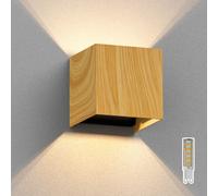 Applique murale CUBEL pour extérieur IP65 up/downlight aspect bois carré in