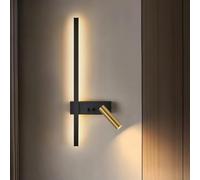 Applique Murale De Chevet D'intérieur avec Interrupteur, Lampe De Lecture Murale Noire à LED, Design Moderne 2 en 1, Spot Mural Réglable à 350°, 3 Te, Rectangular Lamp Tube-Left