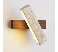 Applique Murale De Chevet pour Chambre À Coucher, Applique LED Moderne, Base en Bois Style Travertin, Luminaire Minimaliste Au Design Asymétrique, pour Couloir, Salon(Brown)