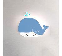 Applique murale de dessin animé LED bleu applique murale, applique murale pour chambre d'enfant en forme de baleine, appliques câblées 8W appliques murales d'intérieur pour chambre d'enfant chambre d'