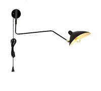 Applique Murale de Ferme, Appliques murales industrielles Noires, éclairage d'intérieur à col de Cygne E27, luminaires muraux rotatifs à Bras Long pour Chambre à Coucher et Salon (Taille: tête uniqu