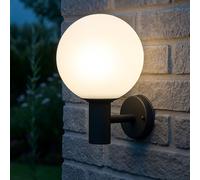 Applique d'extérieur applique murale jardin inox applique murale boule de verre blanc, inox anthracite, 1x E27, DxH 25x37 cm