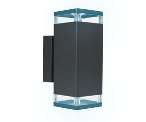 Applique murale de maison, applique d'extérieur, éclairage de façade, aluminium noir, 2 ampoules GU10, contrôle par application dimmable Smart RGB LED 4,5W 290Lm L 23,5 cm