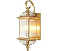 Applique Murale De Plafond pour Porte D'entrée 47 Cm en Laiton, éclairage D'extérieur en Verre Doré, étanche, pour Porche, Jardin, Terrasse., 1-Pack, 14 * 47cm