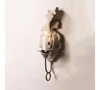 Applique Murale De Style Campagnard Français en Bois Blanc Antique, Style Bougie, Lampe Murale LED Vintage pour Salle De Bain, Meuble-lavabo, Chambre à Coucher, Chevet, Salon, Gray Arm