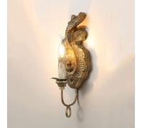 Applique Murale De Style Campagnard Français en Bois Blanc Antique, Style Bougie, Lampe Murale LED Vintage pour Salle De Bain, Meuble-lavabo, Chambre à Coucher, Chevet, Salon, Gold Arm