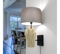 Applique Murale Décorative Bois Flotté Tissu Fait Main Lampadaire Salon