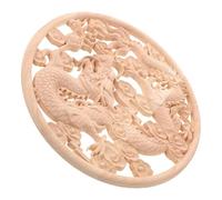 Appliqué Murale Décorative Ronde en Bois 20cm, Motif Dragon
