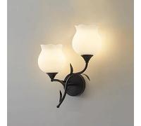 Applique Murale d'élégance Moderne Applique Murale en métal Applique Murale en Verre de Fleur, luminaire de tête de lit de Style français E27 Lampes murales pour Chambre à Coucher,