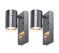 Applique murale détecteur de mouvement applique murale en verre inox, télécommande dimmable, LED RGB 3,5W 290Lm blanc chaud, PxHxP 6,7x16,3x11 cm, lot de 2