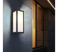 Applique murale lampe de façade lampe de porte d'entrée noire applique murale d'extérieur, métal plastique opale, 1x E27, HxLxP: 32x12x14 cm