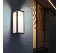 Applique murale lampe de façade lampe de porte d'entrée noire applique murale d'extérieur, métal plastique opale, 1x E27, HxLxP: 32x12x14 cm