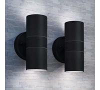 Applique murale d'extérieur - vidaXL - 2 pcs - Acier inoxydable - Noir - IP44