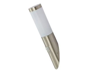 Applique murale d'extérieur à LED avec détecteur de mouvement Lampe torche en acier inoxydable Lampe de façade Lampe de porte d'entrée Lampe de jardin argentée, opale, 8,8W 806 lm blanc chaud,
