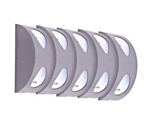 Applique murale d'extérieur, applique de façade, lampe de jardin LED, spot haut-bas, aluminium argenté, 2x 4,8 W 2x 210 lm blanc chaud, LxH 7x19 cm, lot de 5