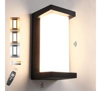 Applique murale d'extérieur avec détecteur de mouvement - 18 W - Avec télécommande - Étanche IP65 - 2000 lm - Intensité variable 3000 K-6500 K - En aluminium - Pour entrée de maison, garage, balcon