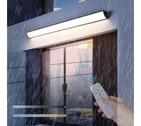 Applique murale d'extérieur avec télécommande, longue LED, applique murale à intensité variable, luminaires extérieurs étanches IP65, moderne, extérieur, garage, porche, jardin, balcon (120 cm)
