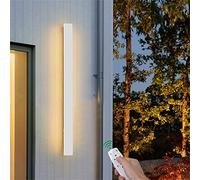 Applique murale d'extérieur blanche à LED avec télécommande, luminaire mural à intensité variable, applique murale d'extérieur et d'intérieur, longue barre, lampe de cour de porche étanche IP65 en alu
