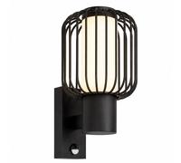 Eglo Ravello Applique Murale d'Extérieur 1 Ampoule avec Détecteur de Mouvement et Capteur de Lumière, Applique Murale en Acier Galvanisé Noir et Plastique Blanc, Lampe Extérieure avec Culot E27, Ip44
