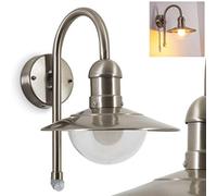 Applique murale d'extérieur Elima avec détecteur de mouvement, angle de détection 100° et portée 1-8 mètres, lampe murale en acier inoxydable, 1x E27, IP44, ampoule(s) non incluse(s)
