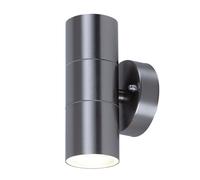 Applique lampe d'extérieur Applique lampe d'extérieur garage, Up and Down IP44 gris acier inoxydable, 2x douilles GU10, DxHxP 8,5x16,3x9,3 cm