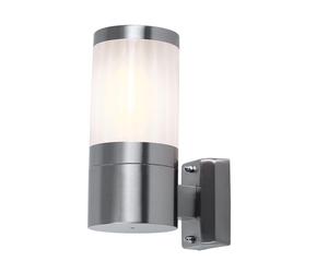 Applique murale d'extérieur en acier inoxydable, éclairage d'extérieur, lampe de porte d'entrée, applique de jardin, lampe de façade blanc argenté, métal plastique, 1x E27, PxHxP 10,2x24x15,5 cm