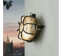 Applique murale d'extérieur en laiton véritable verre antique IP64 terrasse jardin Ø22 cm E27 hublot lampe de bateau maritime lampe d'extérieur rustique balcon