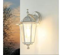 Applique murale d'extérieur en verre et aluminium blanc doré IP44 Terrasse Jardin H : 36 cm E27 jusqu'à 60 W Lampe d'extérieur rustique nostalgique PARIS