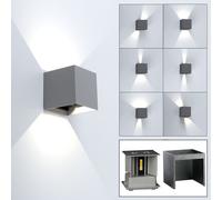 Applique Murale D'Extérieur Feu Avant Haut Bas LED Lampe de Jardin Gris H 10 CM