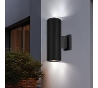 Applique extérieure noire Up Down Lampe de porte d'entrée Lampe de façade 2 flammes Lampe de jardin, métal, 2x E27, DxH 9,5 x 26 cm