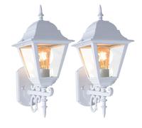 Applique murale d'extérieur lanterne antique lampe de porte d'entrée blanche lampe de jardin, verre en aluminium, 1x E27, LxH 18,4 x 44,5 cm, lot de 2