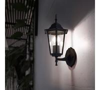 Applique murale d'extérieur lanterne antique porte d'entrée lumière LED lampe de jardin noir, aluminium verre clair, 11W 1055lm blanc chaud, LxH 17x36 cm