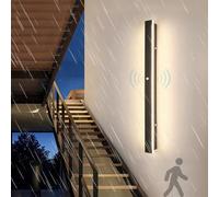 Applique Murale d'extérieur LED avec détecteur de Mouvement, 2 700 K/4 500 K/6 500 K, étanche IP65, Longue Bande en Aluminium pour Jardin, Porche, Garage