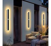 Applique Murale d'extérieur LED avec détecteur de Mouvement, Lampe de Jardin étanche IP65, 2700 K/4500 K/6500 K, Longue Bande en Aluminium pour Jardin, entrée, Couloir