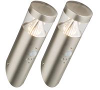 Applique murale d'extérieur LED avec détecteur de mouvement, lampe torche, applique de façade, lampe de porte d'entrée en acier inoxydable, 7W 450lm blanc chaud, LxH 25,9x23,9 cm, lot de 2