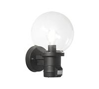 Applique murale d'extérieur LED moderne avec détecteur de mouvement et grande boule en verre, noire