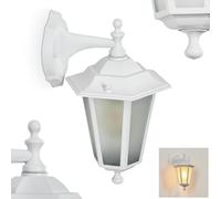 Applique murale d'extérieur Loria, applique murale descendante au look antique en métal/verre blanc dépoli, applique murale de style maison de campagne, lampe d'extérieur pour terrasse, E27, sans